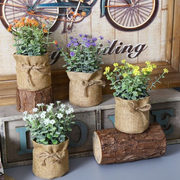 2019 Artificial Flower In Linen Pot Bunch Bag Bonsai Home Decoration From Home1688 22 7 Dhgate Com