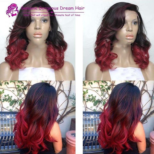 

2017 selling wigs brazilian human hair glueless red ombre front lace wig ombre full lace wig with baby hair large stock, Black