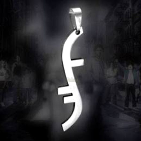 

stainless steel heroes helix symbol godsend necklace pendant mens jewelry, Silver