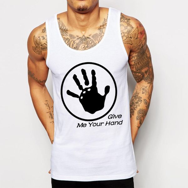 

wholesale-give me your hand tank men cotton o neck man tanks euro size mens sleeveless shirts ing, White;black