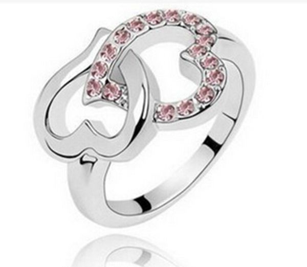 

crystal heart cluster ring for women love rings korean style chirstmas gift wholesale dhl ing, Golden;silver