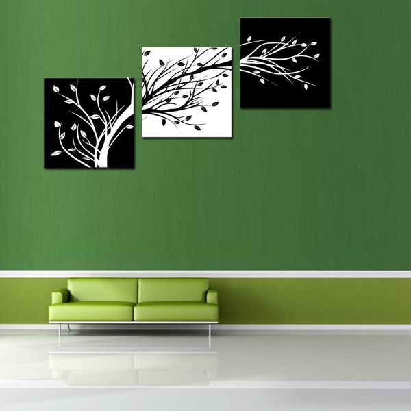 2020 Black And White Leaves Canvas Print Modern Wall Art Abstract