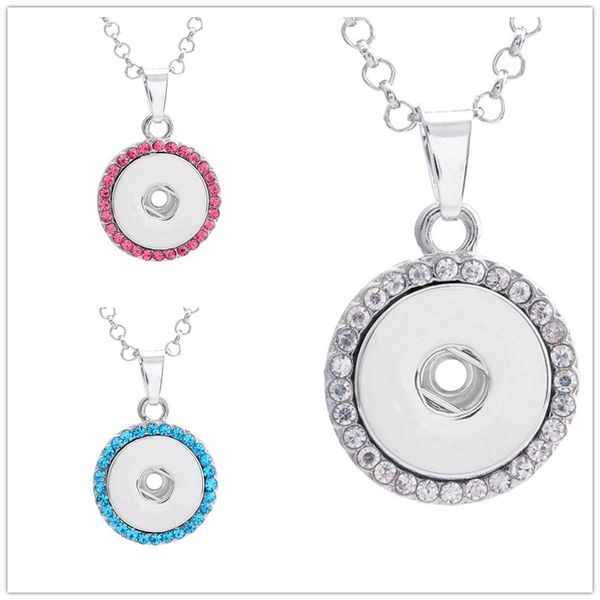 

18mm noosa ginger snap button charms jewelry interchangeable snaps jewerly crystal pendants necklace with 316l stainless steel chain, Silver