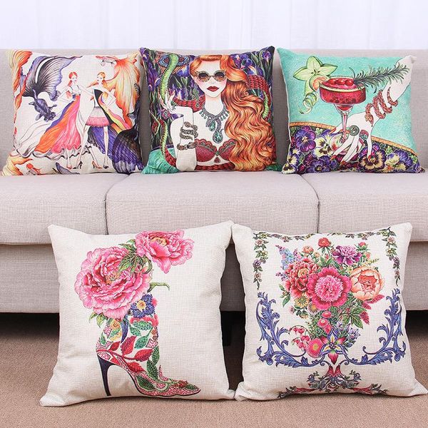 45cm Fashionable Lady High Heels Cotton Linen Fabric Throw Pillow