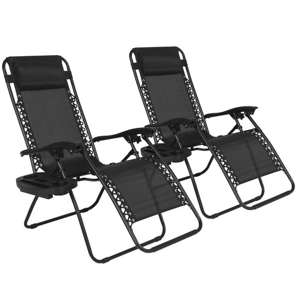 

zero gravity chairs case o black lounge patio chairs outdoor yard beach new