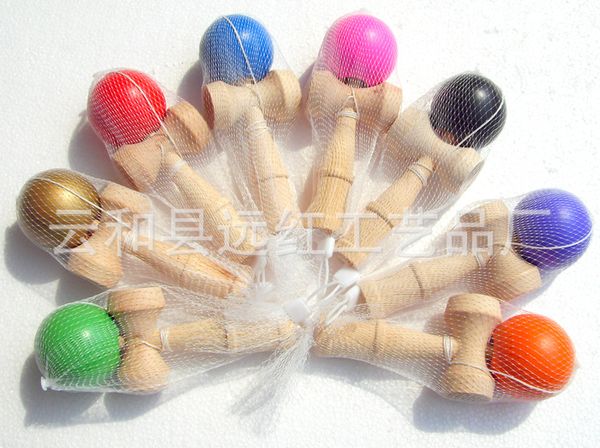 

8 color new big size 18*6cm kendama ball japanese traditional wood game toy education gift children toys dhl/fedex ing