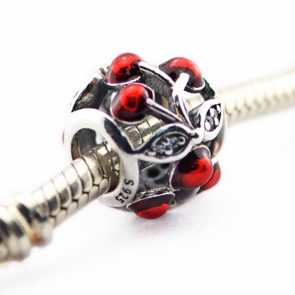 

аутентичные стерлингового серебра 925 бусины черешня ажурные шарм подходит pandora браслеты бусы оптовая 2016 новое лето, Black