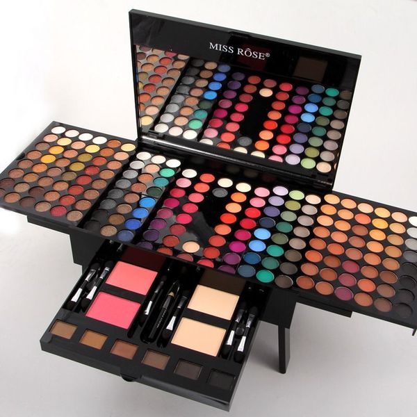 

2 styles 180 colors eyeshadow palette with piano box with sponge brush blush eyebrow and eyeliner pen