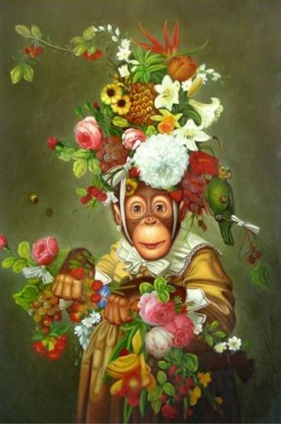 

Framed lovely monkey genuine hand painted animal portrait art oil painting on thick canva in multi ize hipping