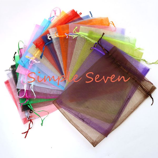

[simple seven] 50pcs/lot fixed all colors organza wedding gift bags pouches fine jewelry findings fashion accessories 25x35cm, Pink;blue
