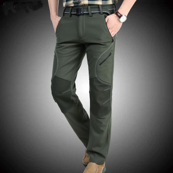 

wholesale- 2017 m-3xl men's bottom quick dry trousers snowboarder thicken warm fleece long winter pants casual sported wear windproof p, Black