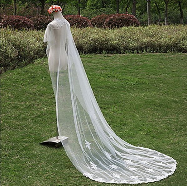 

one layer lace edge applique wedding veil white ivory bridal veil chapel length with comb, Black