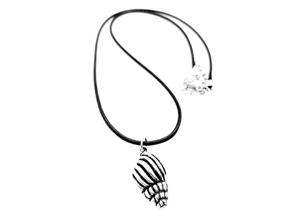 

5pcs beach sea shell conch necklace ocean winds nautical ariel mermaid seashell leather rope necklaces, Silver