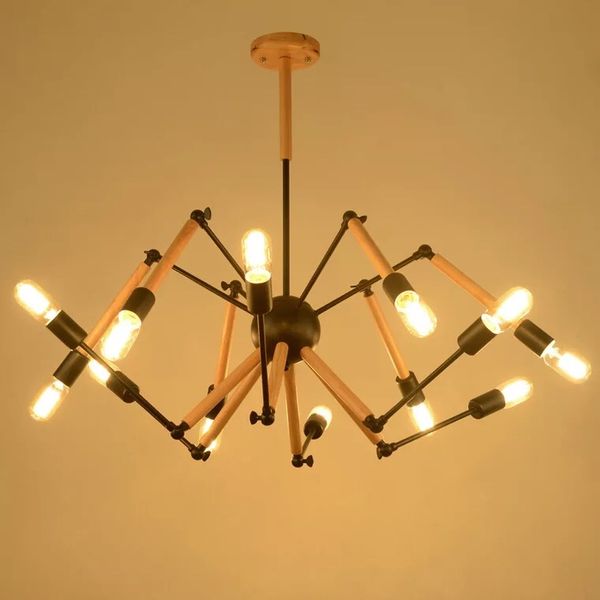 

современный регулируемый деревянный подвесной светильник 85-265 в переменного тока лофт утюг потолочный светильник e27 эдисон металл индустр