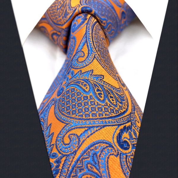 

U26 Цветочный Оранжевый Желтый Синий Мужские Галстуки Галстуки 100% Silk Jacquard Woven Brand New