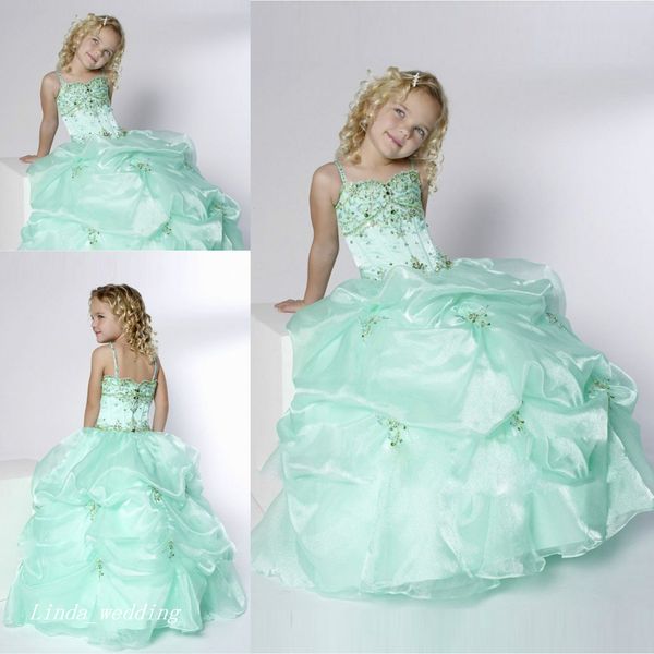 Cute Mint Green Girl's Pageant Dress Princesa Bola Vestido Party Cupcake Prom Vestido para Menina Curta Bonito Vestido Para Criança