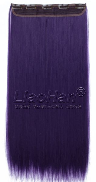 Long Straight Colorful Hair Highlight Colored Clip In Hair Extensions Clip On Dark Purple Hair Extensions Color Purple Hair Extensions For Red Hair