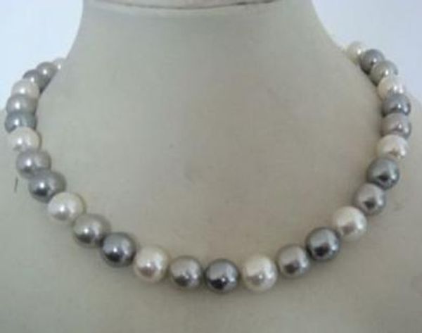 

9-10mm beaded necklaces gray white pearl necklace 18inch gold clasp, Silver
