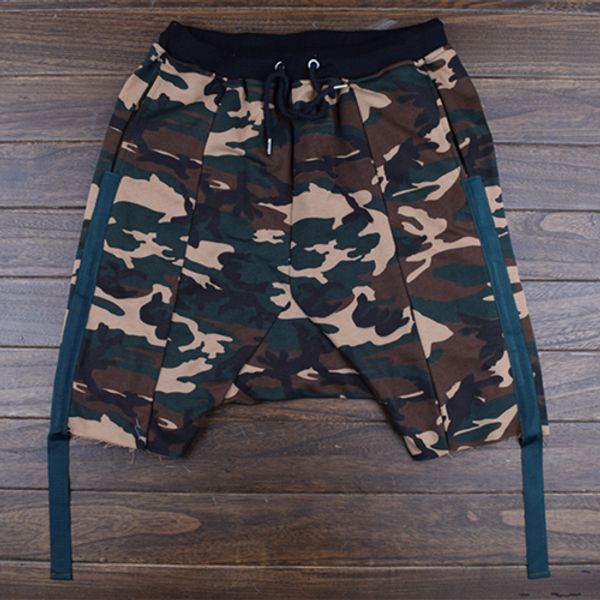 

wholesale-2016casual thin hiphop hip-hop summer male camouflage shorts hanging harlan crotch personality plus size ankle offw hba, White;black