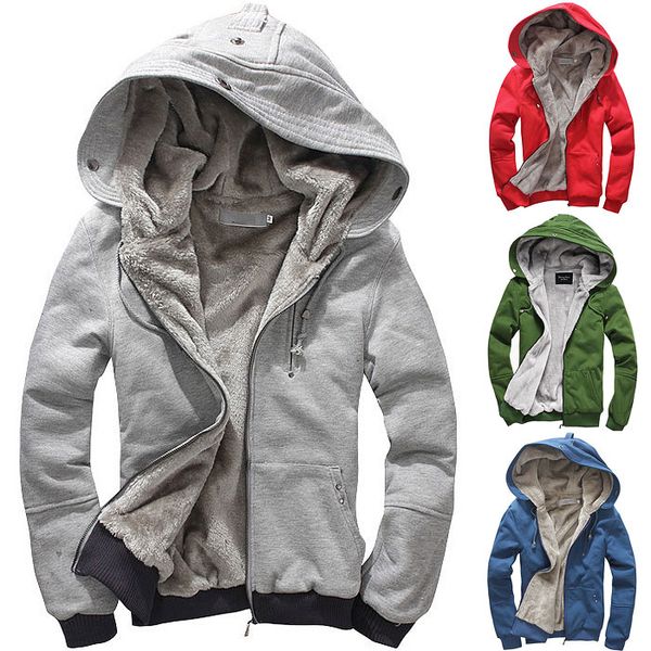 

Fashion Mens Plush Thick Warm Hoodie Overcoat Winter Coat Hooded Long Jacket Hooded Jacket Large Size