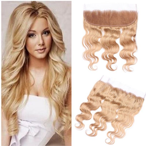 Virgin Peruvian Honey Blonde Hair 13x4 Ear To Ear Lace Frontal