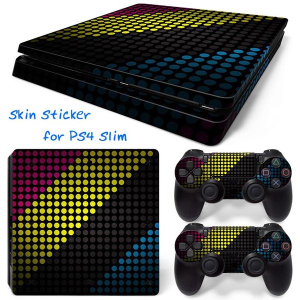 

Cool Colourful PS4 Slim Vinyl Skin Sticker Console Skin + 2 PCS Controller Cover Decal Skins For PS4 Slim