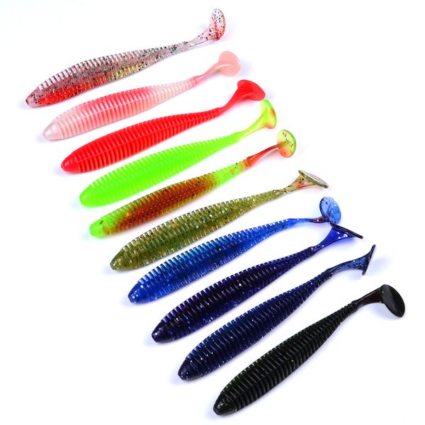 

100pcs/10pack 8.5cm 2.4g Single Tail Silicone Fishing Lure Soft Baits & Lures Artificial Bait Pesca Fishing Tackle Accessories