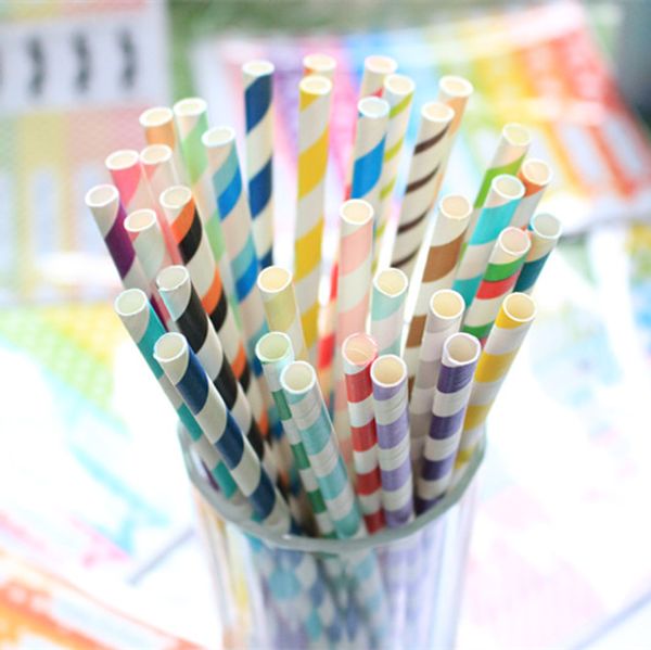 

30 цветов полосатые бумажные соломинки одноразовые биоразлагаемые партия соломинки новый и новый день рождения ну вечеринку пользу 100 шт