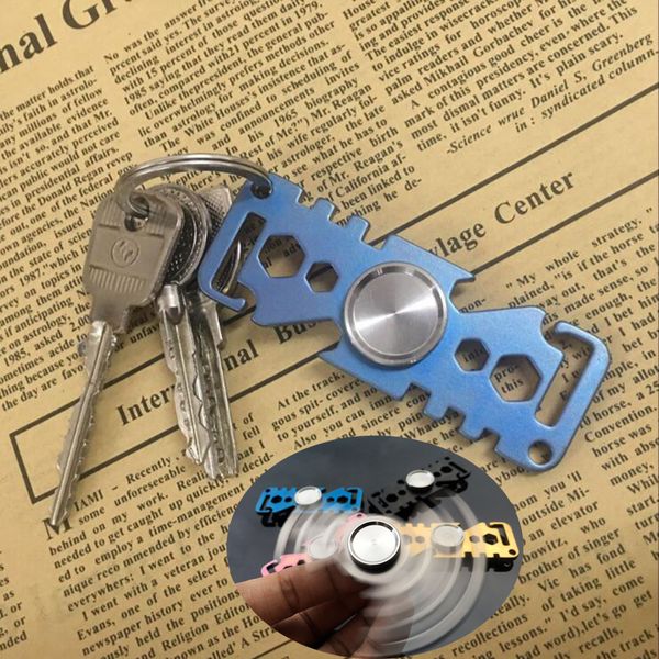 

multifunctional bottle opener keychains carabiner keychain spinner allen wrench spanner climbing buckle outdoor sport tool key chain keyring, Silver