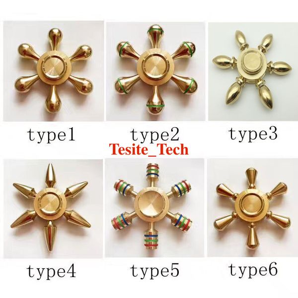 6 Style Gold Hexagon Hand Spinner Metal Alloy Six angle fid