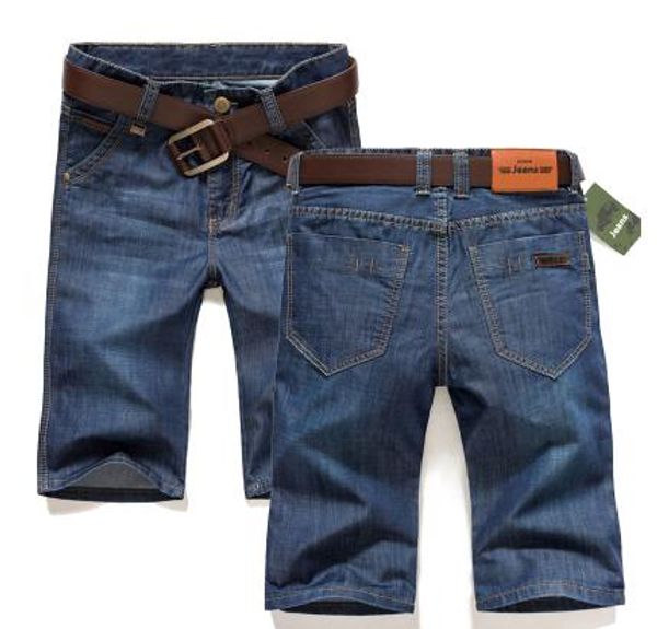 

wholesale-2016 thin denim trousers male straight denim shorts jean men plus size short jeans knee-length pants brand casual jeans, Blue