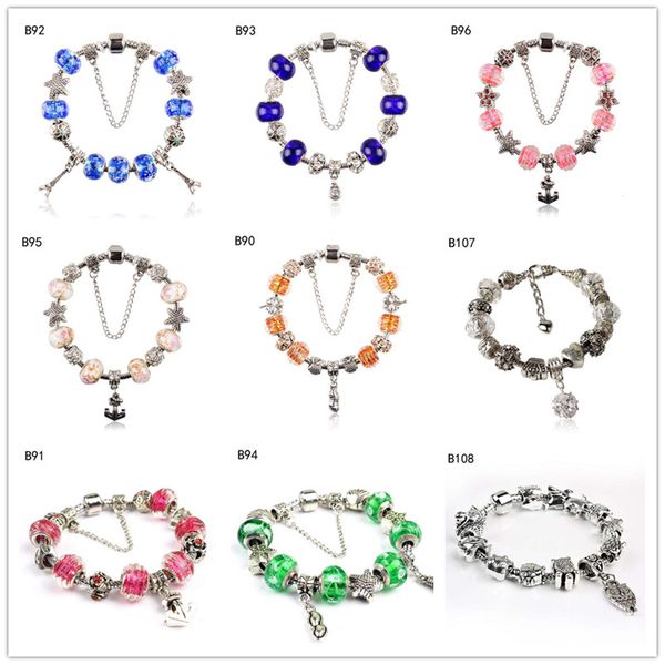 

animal pagoda tibetan silver glass beads charm bracelet,brand new diy european beads bracelet 6 pieces a lot mixed style gtpdb10, Black