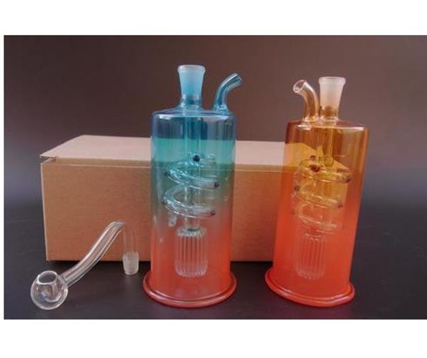 Kostenloser Versand Glasrohre Glas Bubbler Glas Glas Bohrinsel Glasbongs blau und orange JH041-10mm