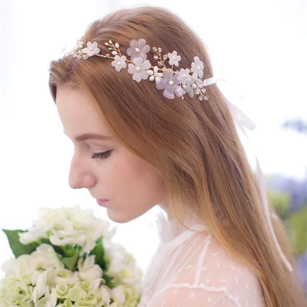 Romantic Silk Flower Hair Accessories Fresh Water Pearl Headbands