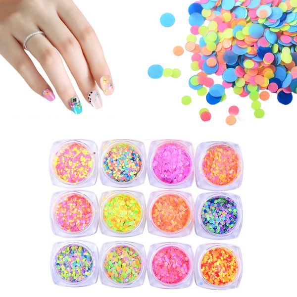 

nail glitter candy color fluorescent sequins shiny colorful round tips manicure art decoration shopping, Silver;gold
