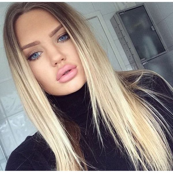 Hotkis Long Straight Blonde Hair Lace Front Wig Heat Resistant