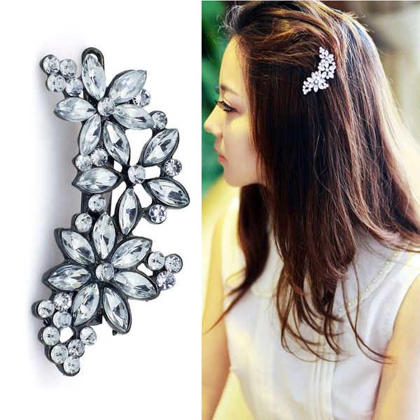 

wholesale-flower hairpin hair clip full crystal rhinestone bridal wedding headwear barrette accessories jewelry for woman girls f113
