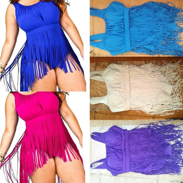 

prettybaby новый 2016 женщины лето dress длинные кисточкой one piece купальник плюс размер бахрома купальники женщины push up купальный кост, White;black