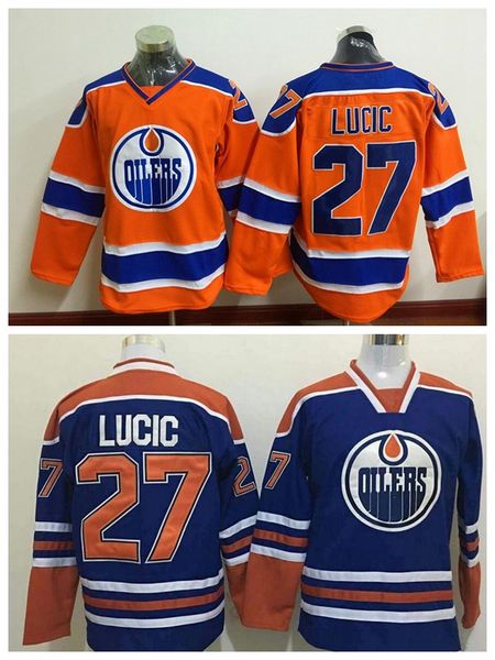 

edmonton 27 milan lucic jersey home blue alternate orange milan lucic ice hockey jerseys wholesale fashion all stitched men, Black;red