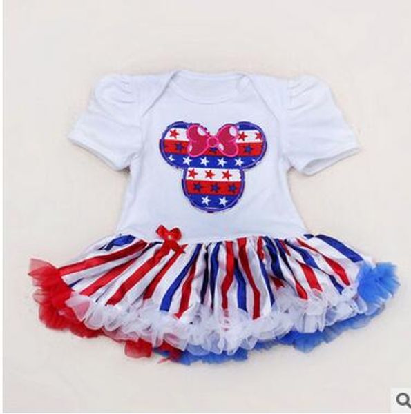 

girl american flag dresses baby kids girl bodysuits short sleeve dresses clothes children clothing kf 001, Red;yellow