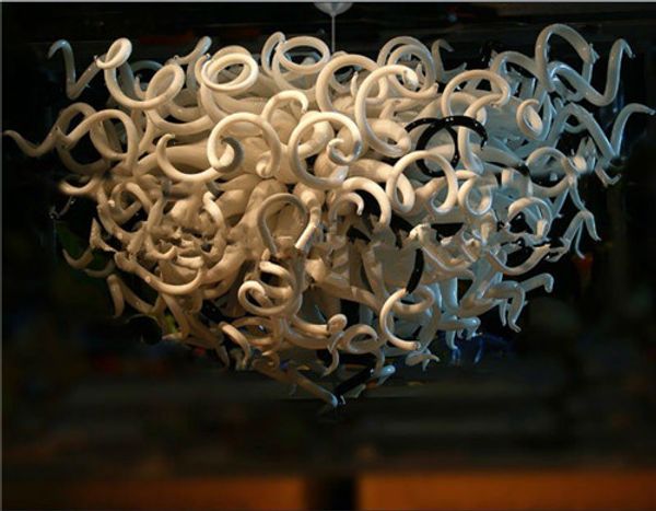 

turkish style modern crystal chandelier for home decoration warm white with little black mouth blown glass pendant lamps