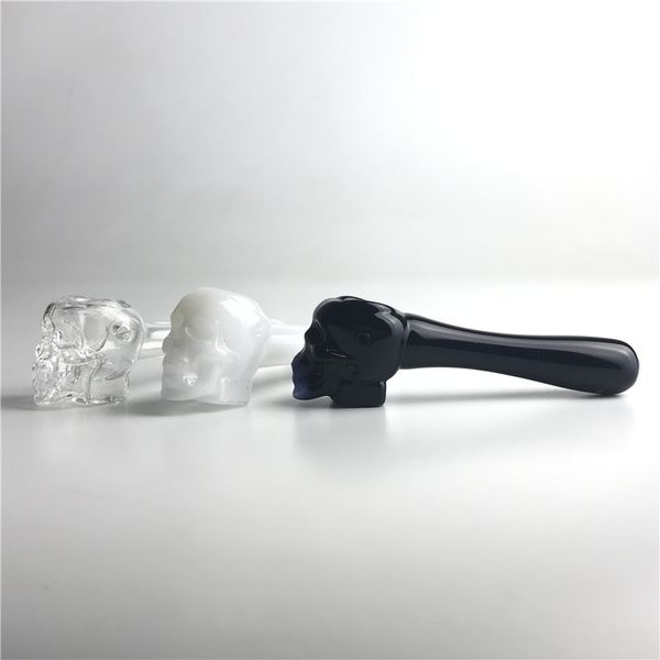 4 Inch Thick Glass Smoking Pipes with Clear White Black Thick Pyrex Glass Water pipe skull tobacco Holder Bat Oil Burner Hand Pipe
