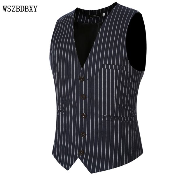 

wholesale-blazer men 2016 men's fashion suit vest brand male vertical stripes single-breasted mens vest terno masculino 3xl syen, White;black