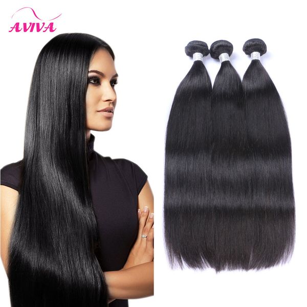 Trama de cabelo de corpo reto brasileiro não transformado cabelo humano cor natural 9a extensões de cabelo 3 pçs / 4 pçs / 5 pcs lote pacotes dinable