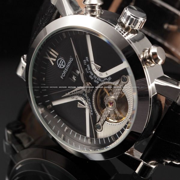 Tourbillon Wrap Mens Часы Автоматические часы Золотой Кейс календарь мужской Часы Черные Механические Часы Relogio Masculino