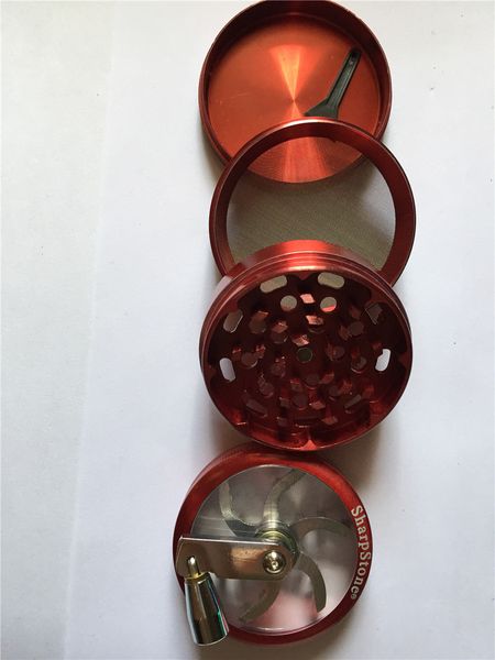 50mm 4layer liga zicn CNC manivela afiada moedor de erva de metal sharp pedra fumar tabaco moedor