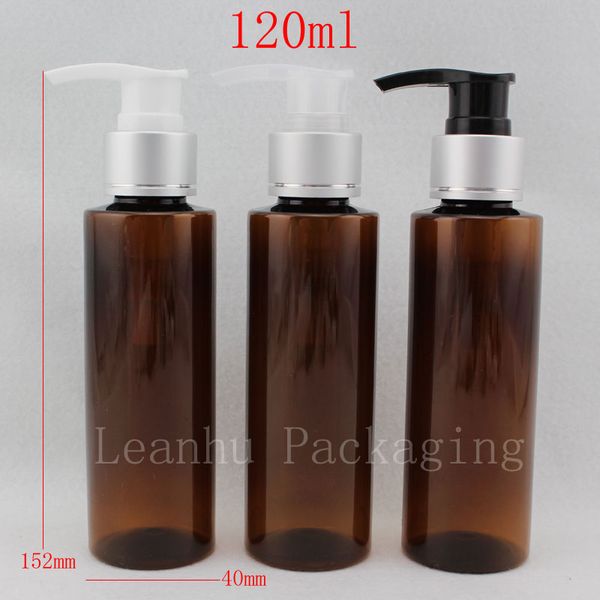 Atacado 120 ml x 40 marrom vazio loção bomba frasco cosmético, frasco de recipiente de plástico shampoo distribuidor garrafa de sabão líquido