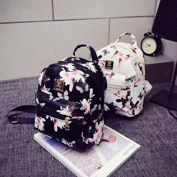 

wholesale-women backpack 2016 fashion causal floral printing backpacks pu leather backpack for teenagers girls mochilas sale