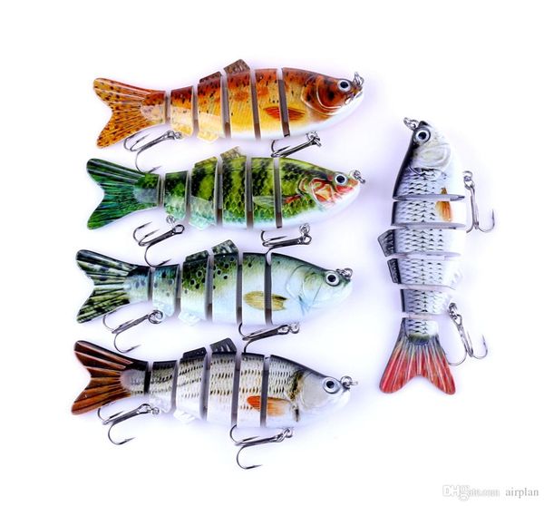 

5pcs of 6 section pesca fishing bait accessories ater fishing lure wobbler 10cm/18g hard artificial bass shad swimbait hooks