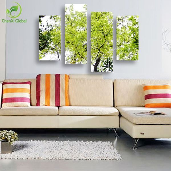 Compre 4 Panel Modern Tree Paintings Canvas Decoracion Pictures Cuadros Wall Art Home Decor For Living Room Prints Unframed Wedding A 17 09 Del
